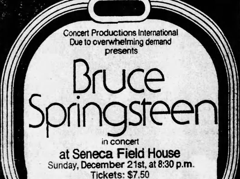 Bruce Springsteen & the E Street Band, Seneca Field House, Toronto, ON, December 21, 1975